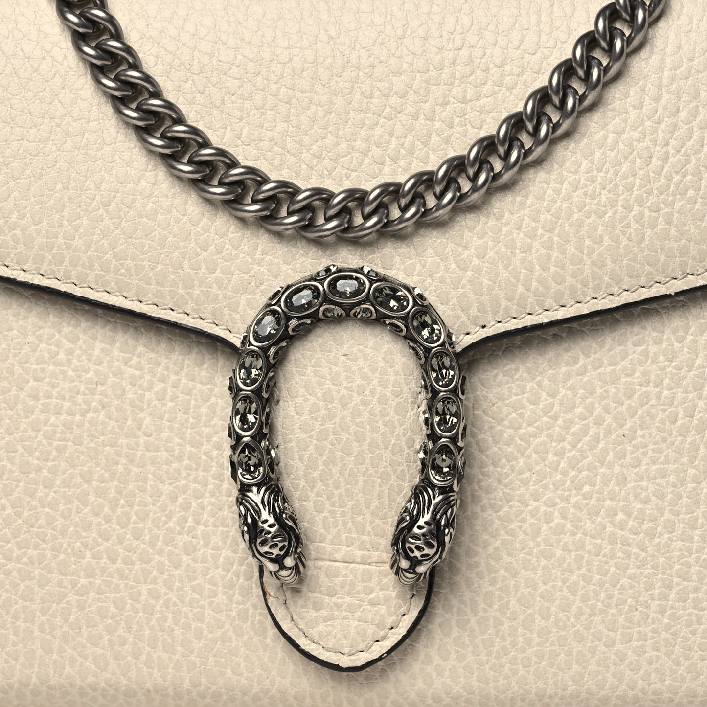 Dollar Calfskin Mini Dionysus Chain Wallet Mystic White