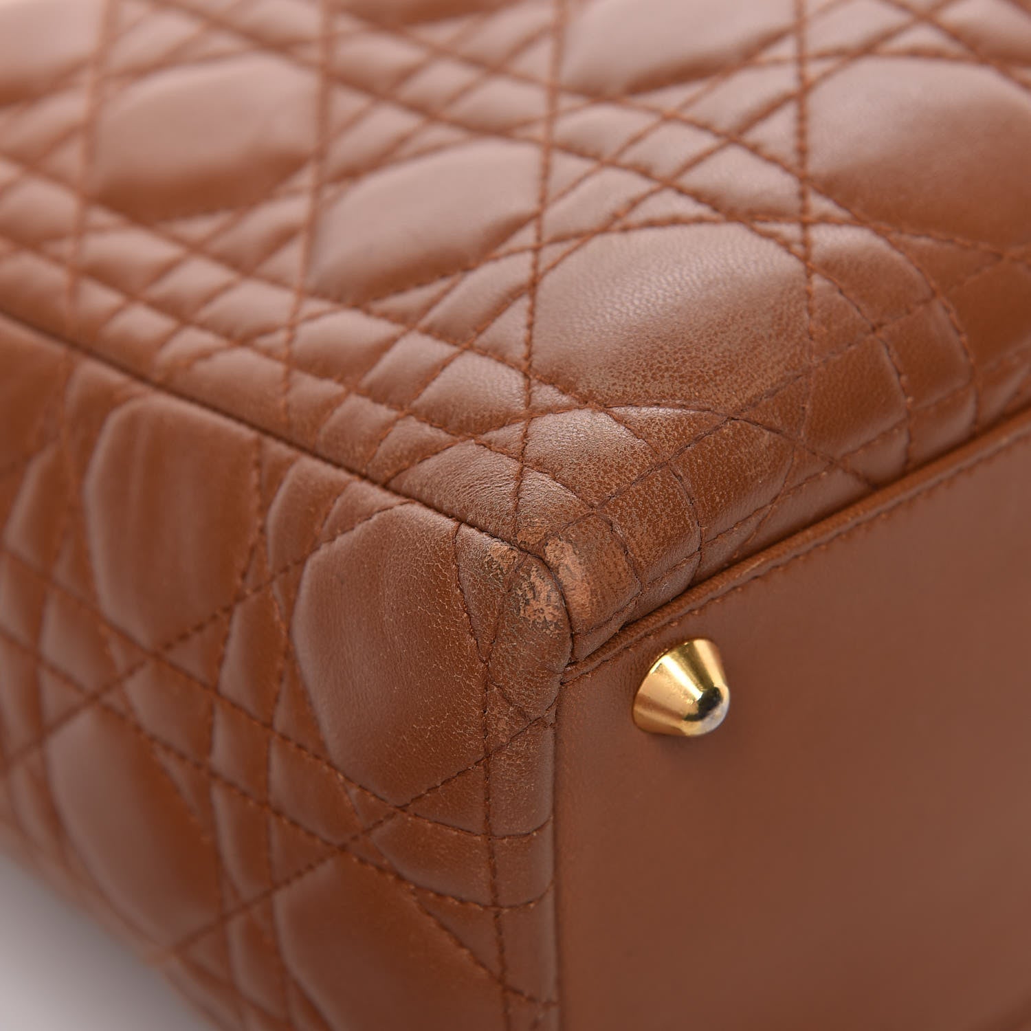Christian Dior Lambskin Cannage Large Lady Dior Tan 15 of 19