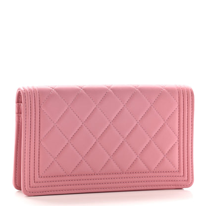 Chanel Lambskin Quilted Boy Yen Wallet Pink 3 of 11