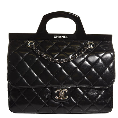 Chanel Glazed Calfskin Small CC Delivery Tote Black 1 of 9