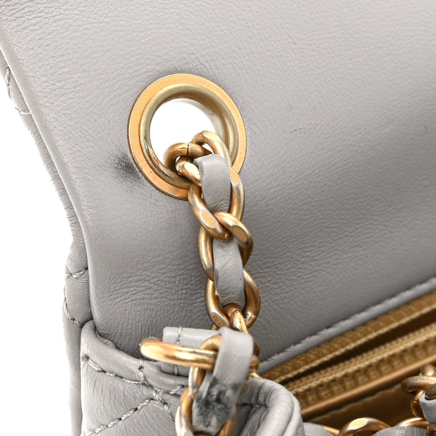 Chanel Lambskin Quilted Mini Rectangular Pearl Crush Flap Grey 11 of 13