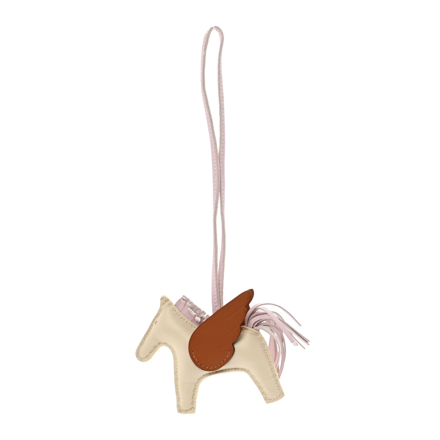 Hermes Milo Lambskin Grigri Rodeo Pegase Horse Bag Charm PM Craie Gold Mauve Pale 1 of 4