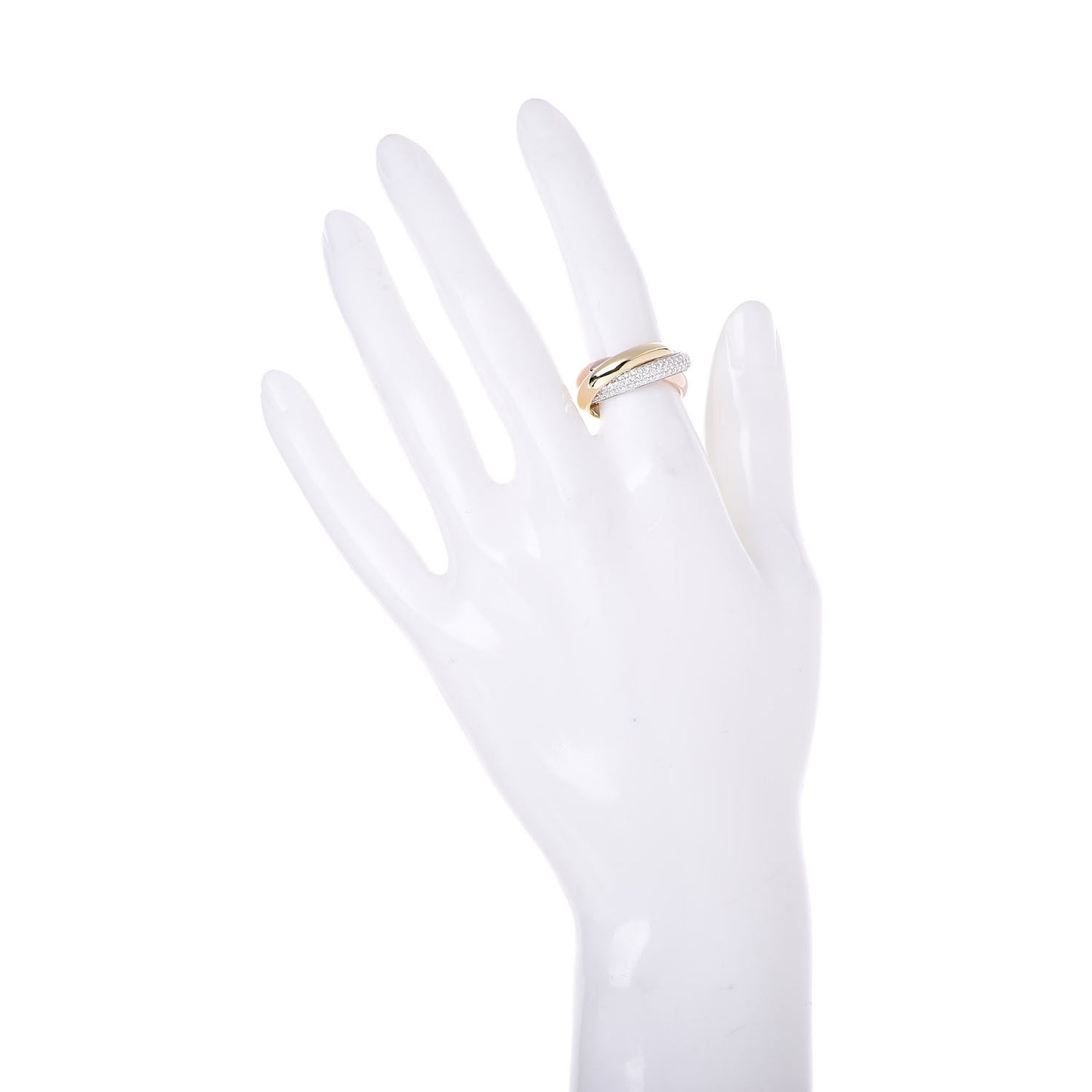 18K White Yellow Pink Gold Diamond Classic Trinity Paved Ring 49 4.75