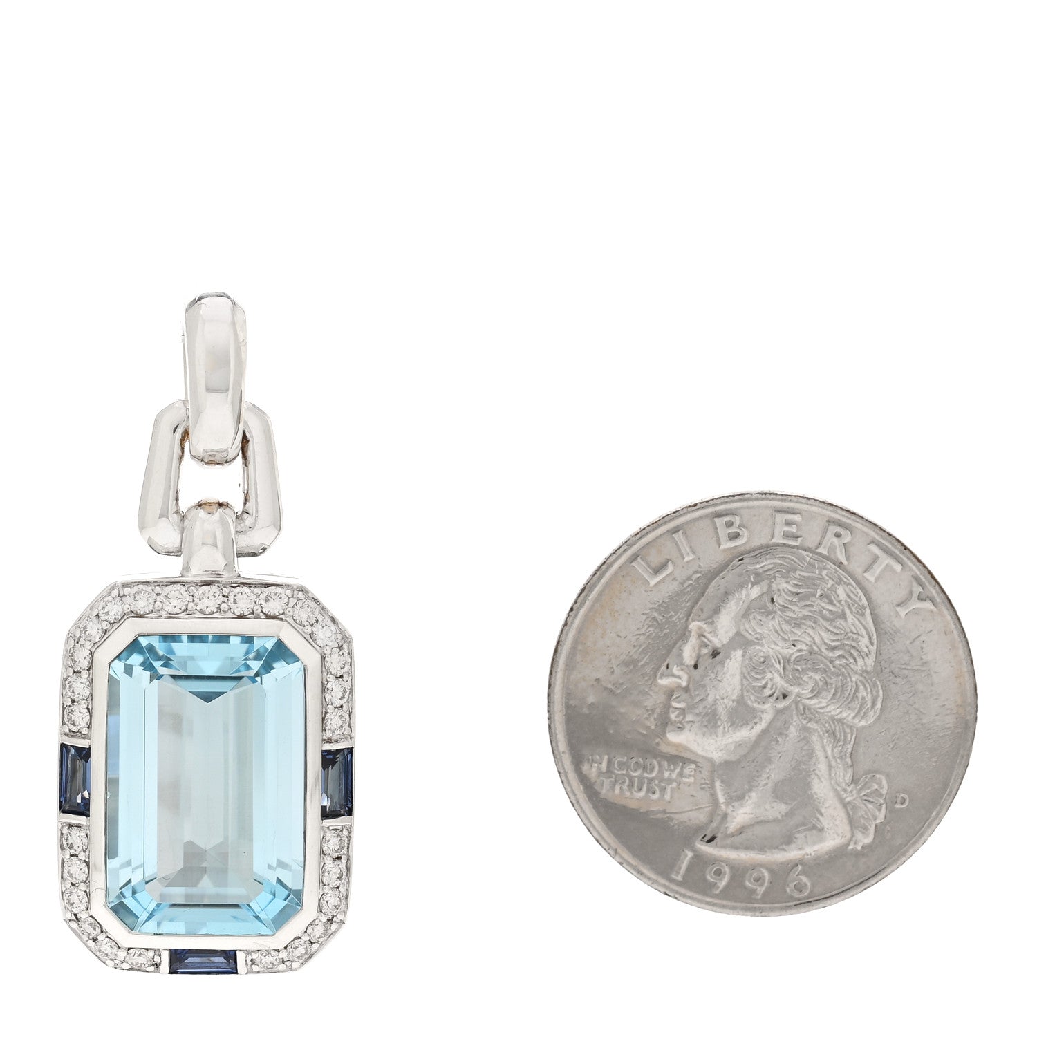 David Yurman Sterling Silver Diamond Blue Topaz Sapphire Novella Pendant 2 of 3