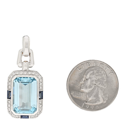 David Yurman Sterling Silver Diamond Blue Topaz Sapphire Novella Pendant 2 of 3