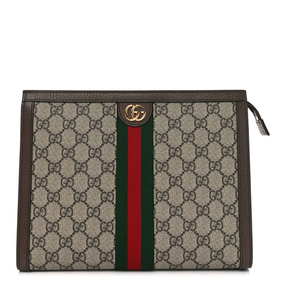 Gucci GG Supreme Monogram Web Ophidia Pouch Brown 1 of 10