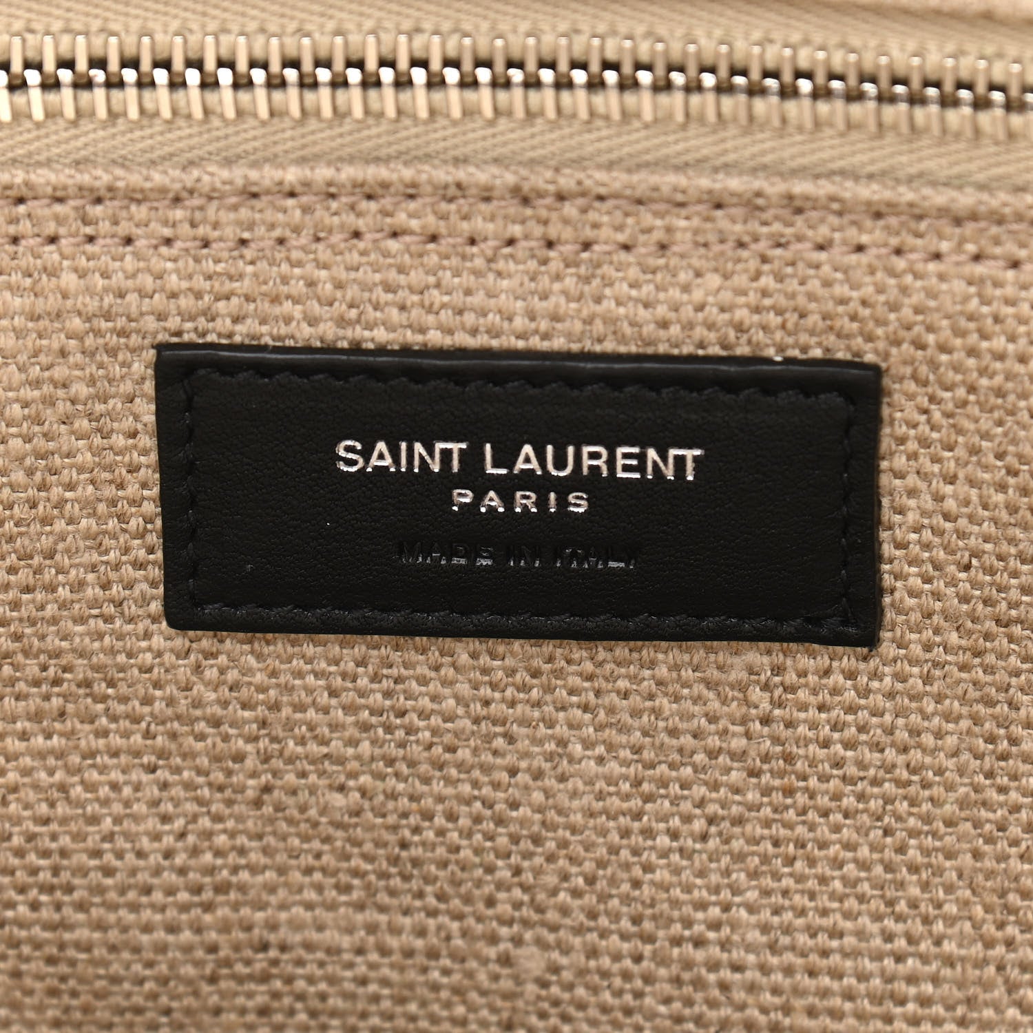 Saint Laurent Linen Calfskin Small Rive Gauche Tote Greggio Natural 6 of 11