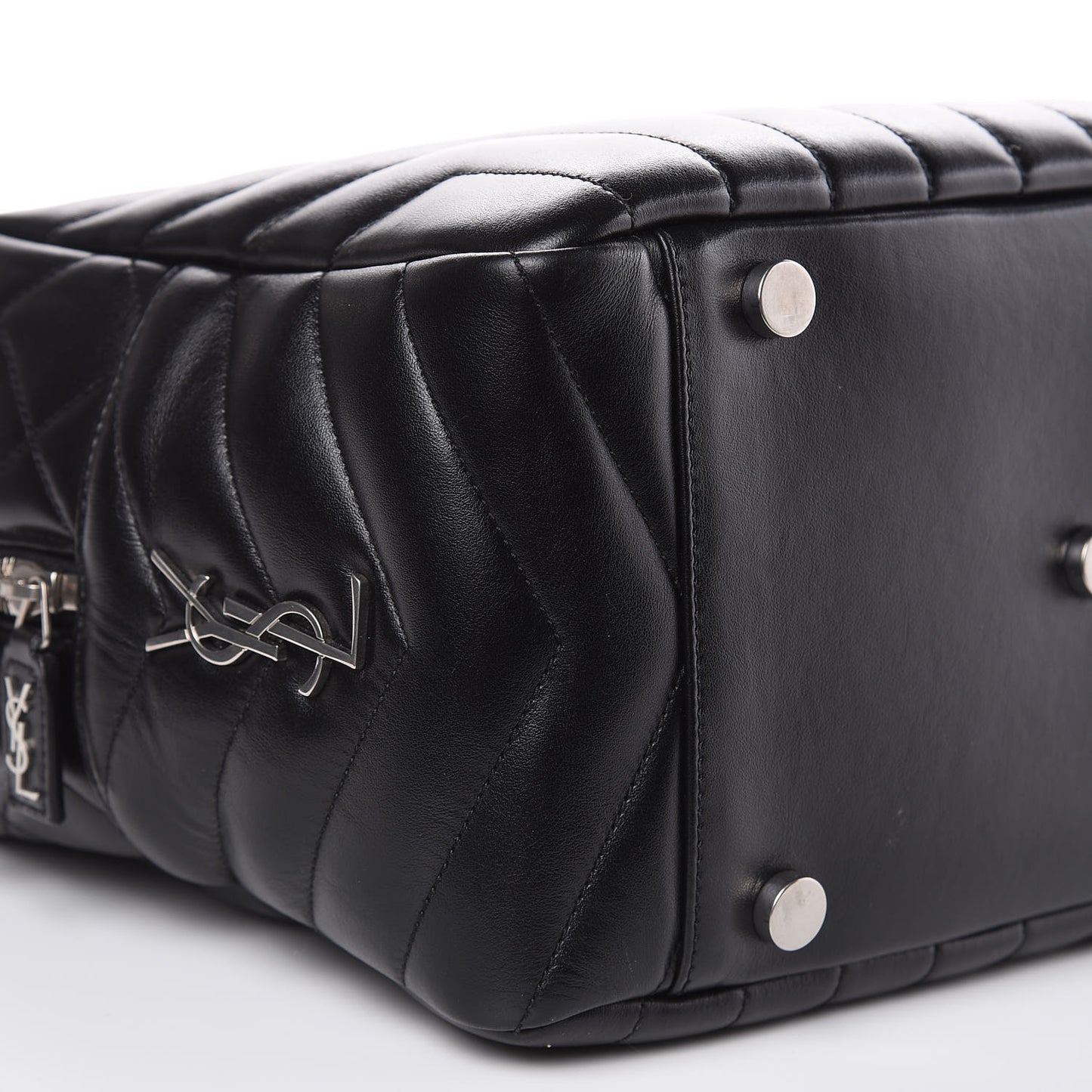 Calfskin Y Quilted Monogram Medium Loulou Bowling Bag Black