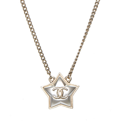 Chanel Metal Resin Star CC Necklace Silver Gold 1 of 6