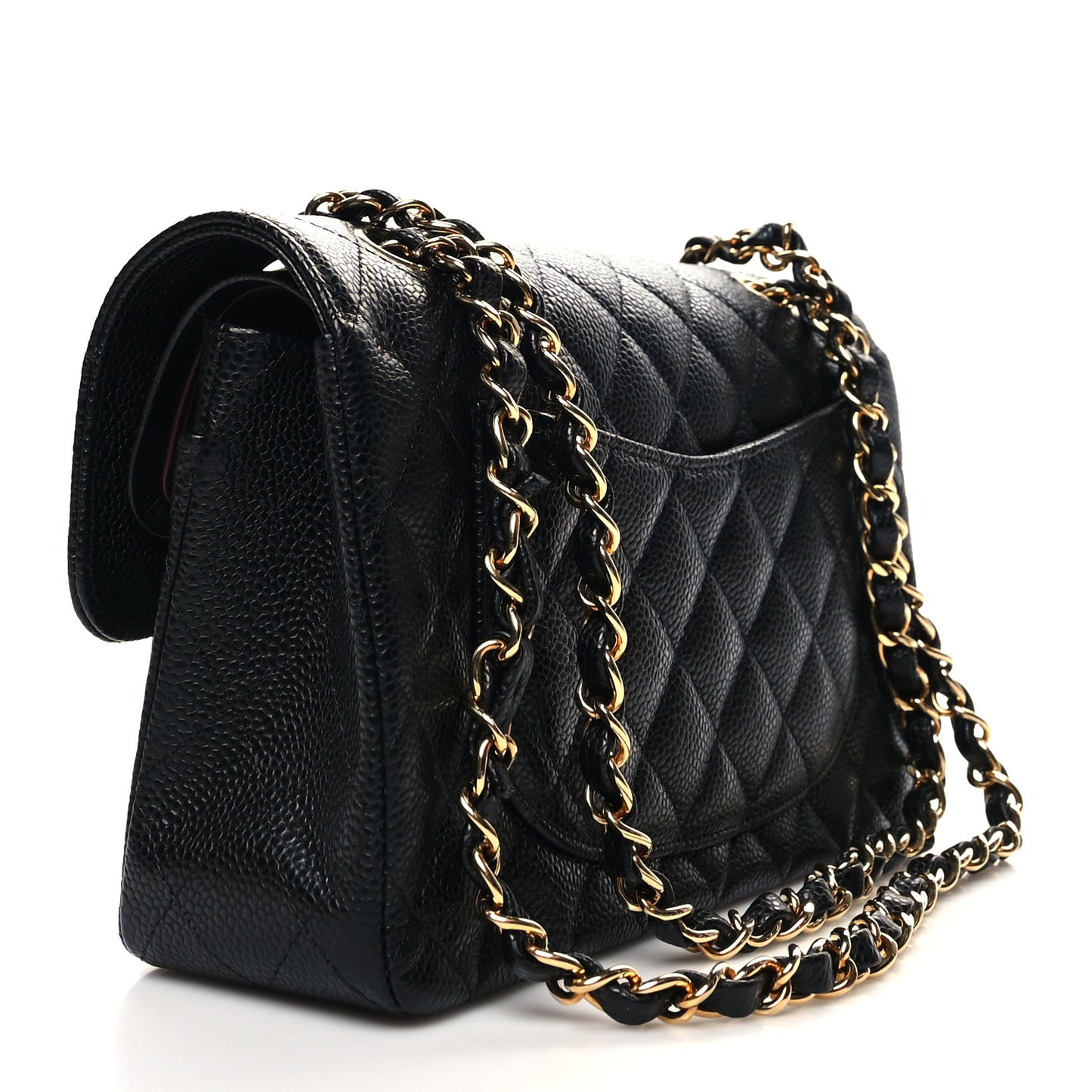 Caviar Quilted Small Double Flap Black