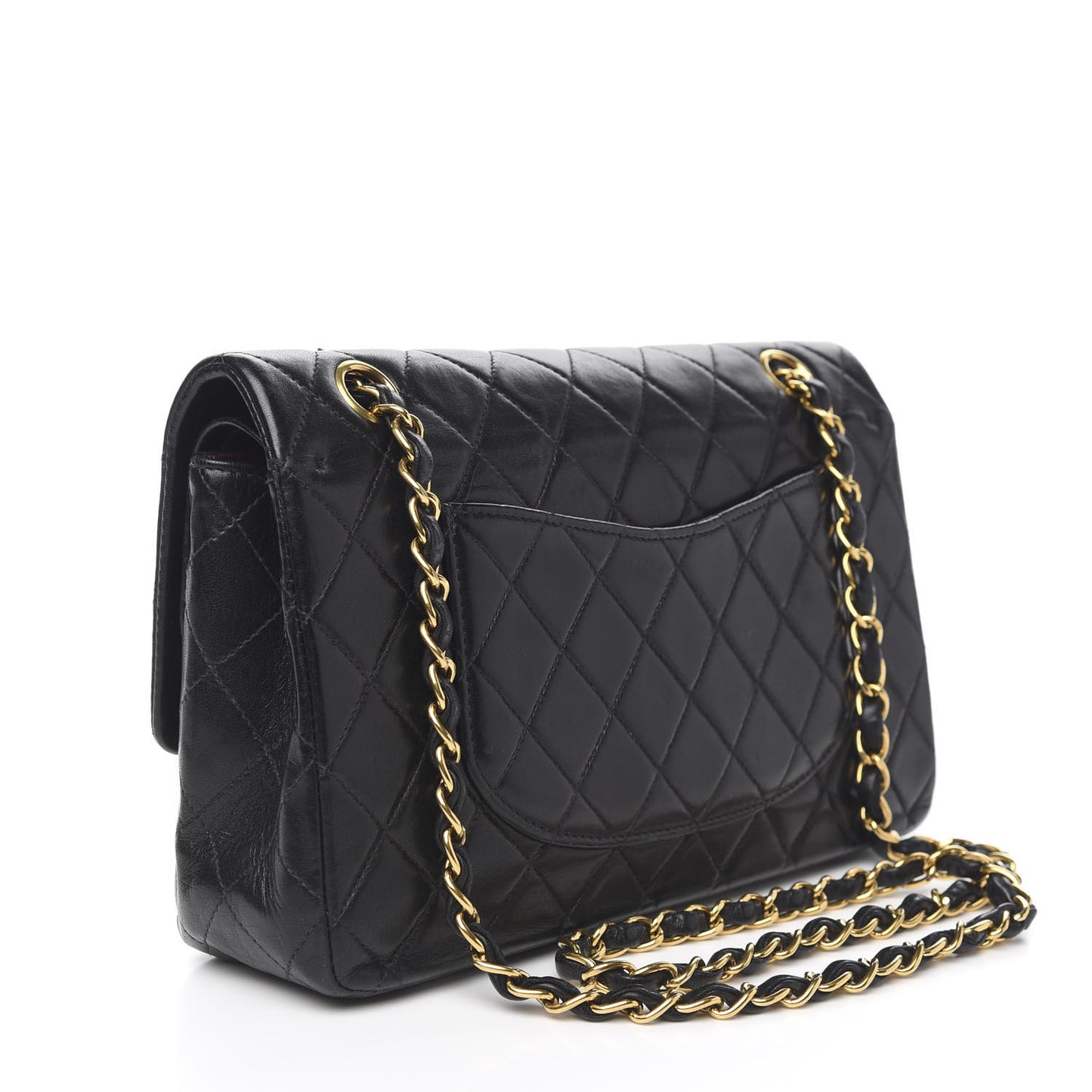 Lambskin Quilted Medium Double Flap Black