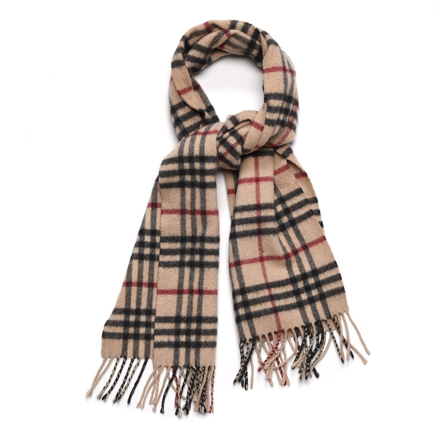 Cashmere House Check Scarf Camel