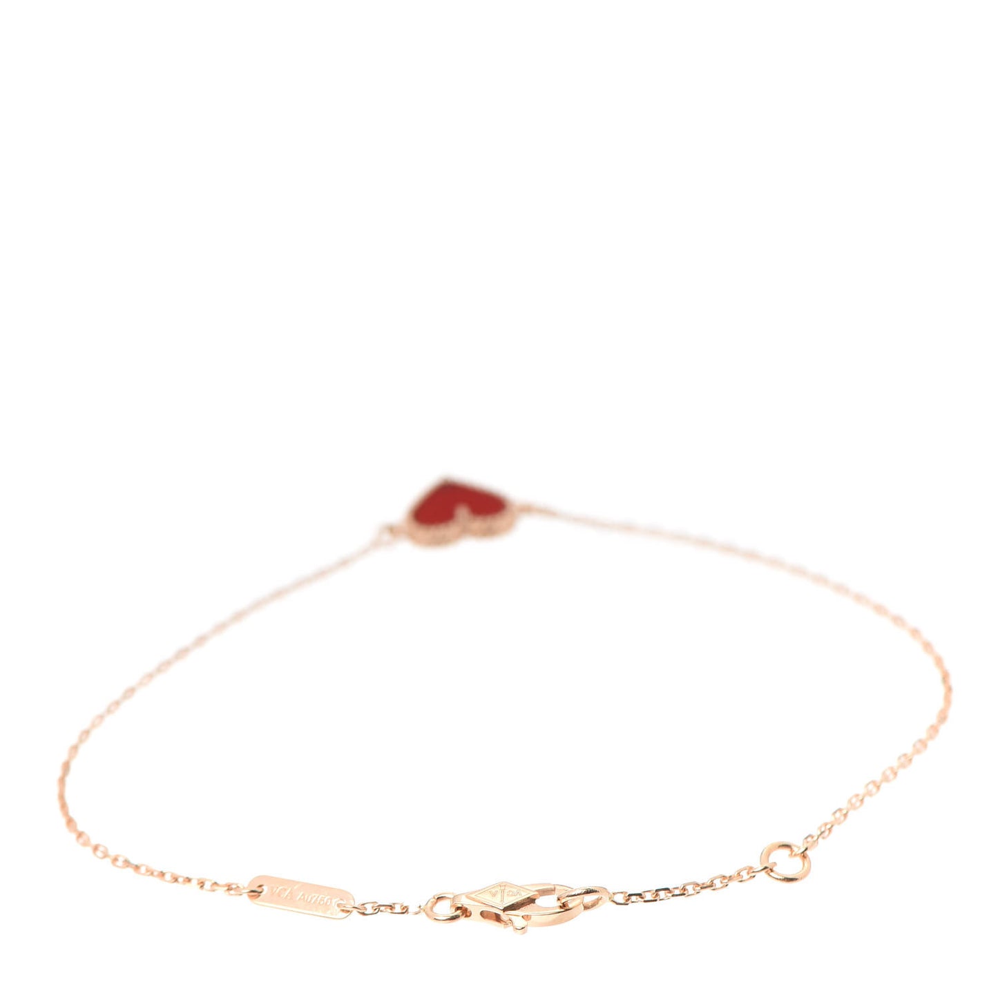 18K Rose Gold Carnelian Sweet Alhambra Heart Bracelet