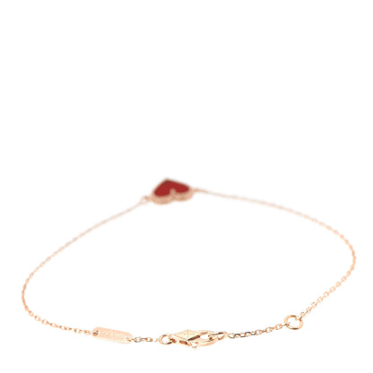 Van Cleef & Arpels 18K Rose Gold Carnelian Sweet Alhambra Heart Bracelet 3 of 8