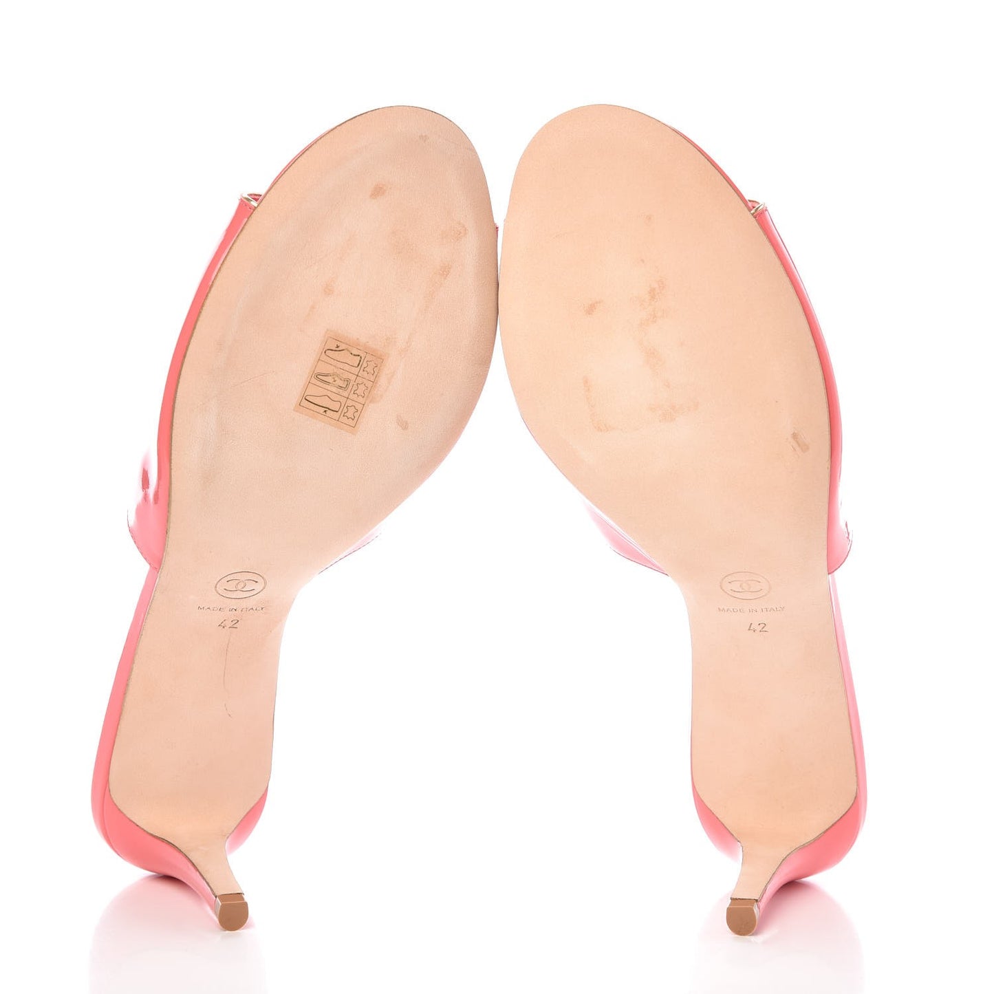 Patent Goatskin Camellia Mules 42 Pink