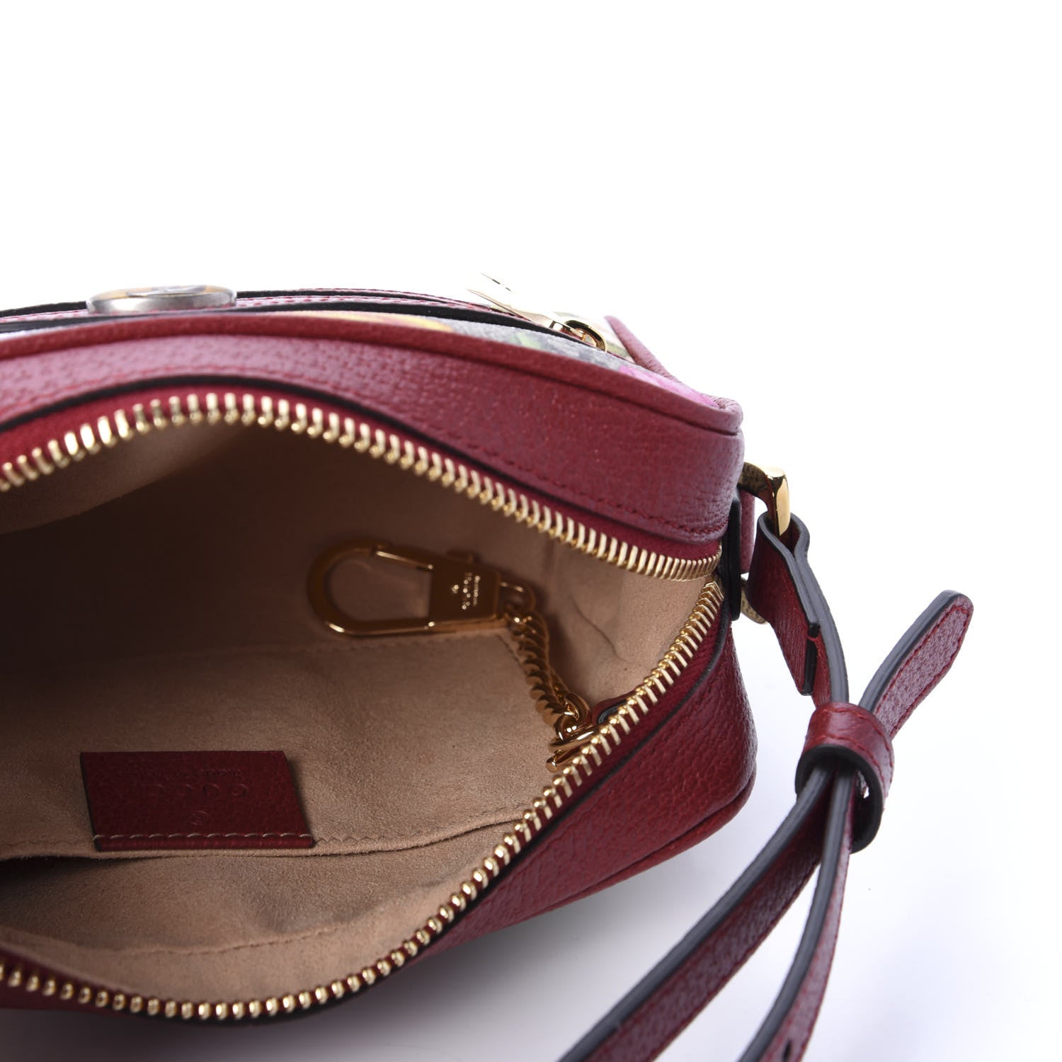Gucci GG Supreme Monogram Flora Web Mini Ophidia Shoulder Bag Red 5 of 11