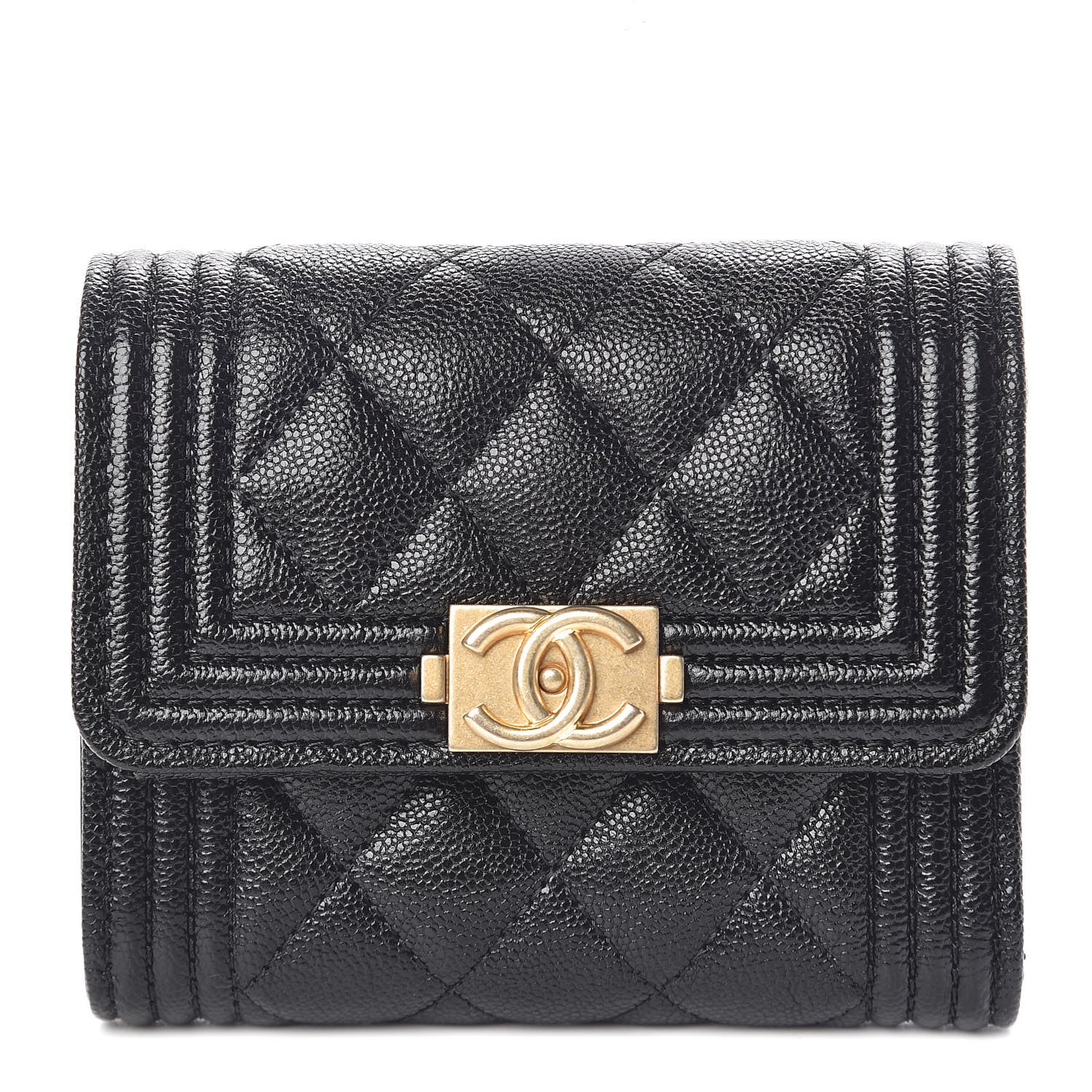 Chanel Caviar Quilted Small Boy Flap Wallet Black 1 of 9