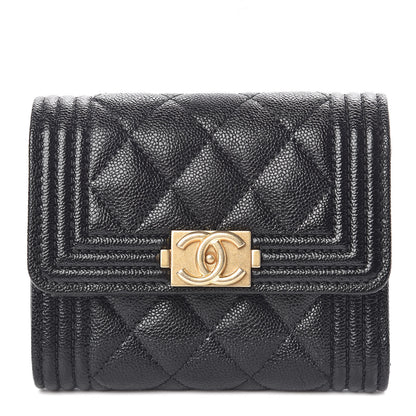 Chanel Caviar Quilted Small Boy Flap Wallet Black 1 of 9