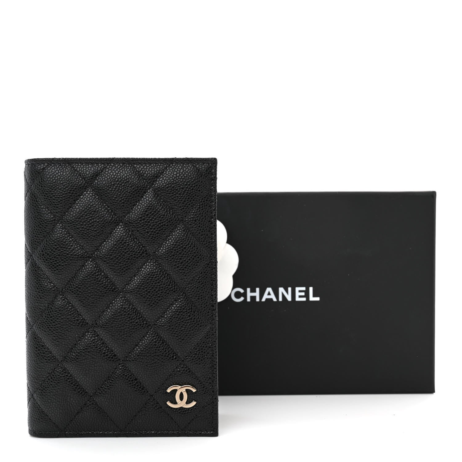 Chanel Iridescent Caviar Quilted Passport Holder Black 10 of 10
