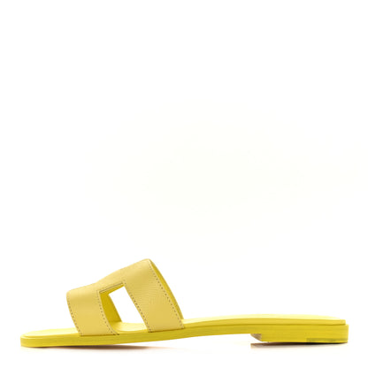 Hermes Epsom Oran Sandals 37.5 Jaune Pollen 1 of 9