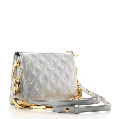 Louis Vuitton Lambskin Embossed Monogram Coussin BB Silver 3 of 10