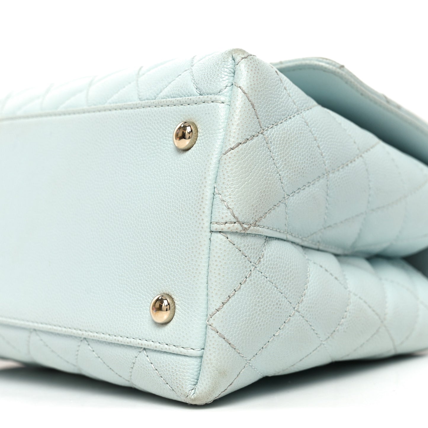 Caviar Quilted Small Coco Handle Flap Light Blue