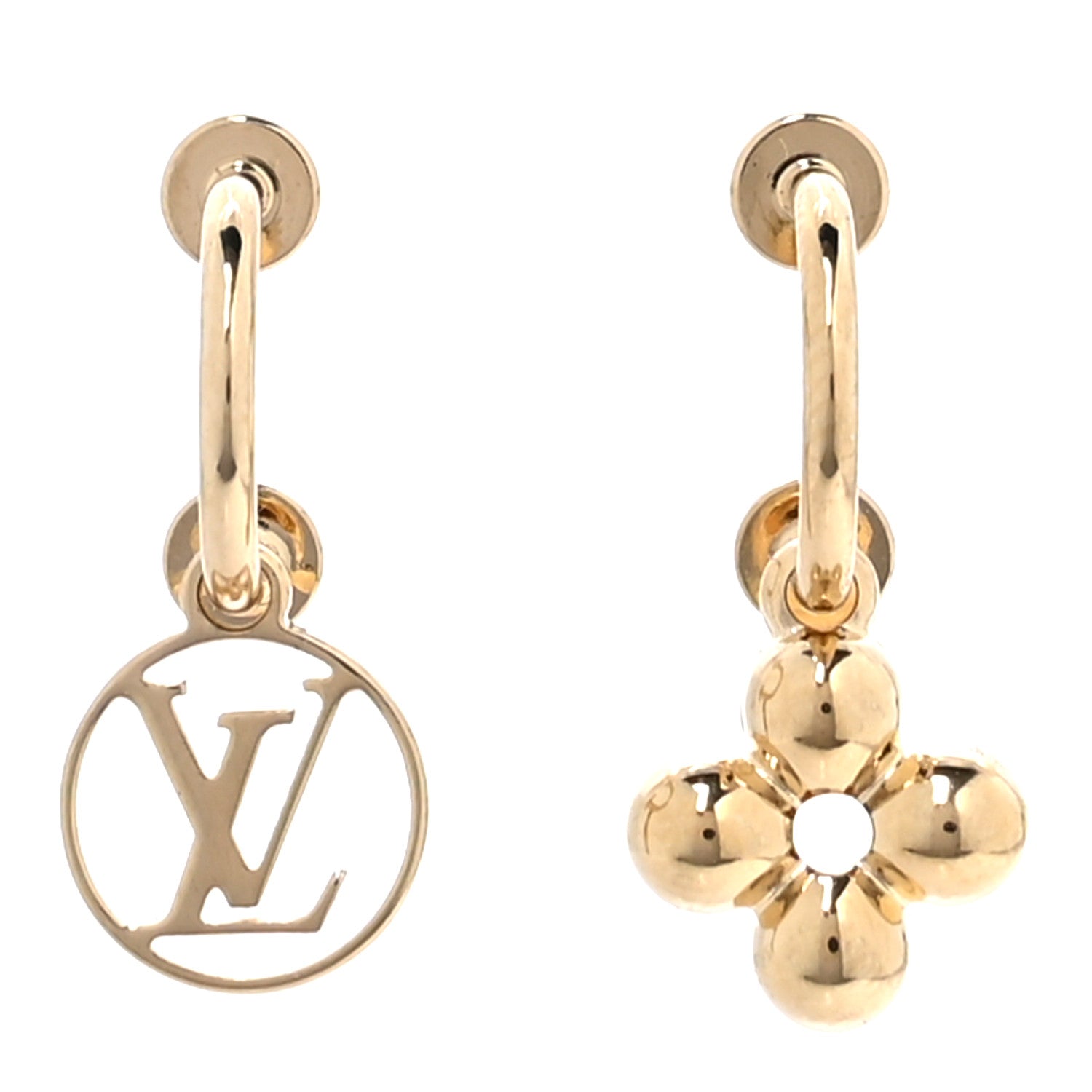 Louis Vuitton Brass Blooming Earrings Gold 1 of 5