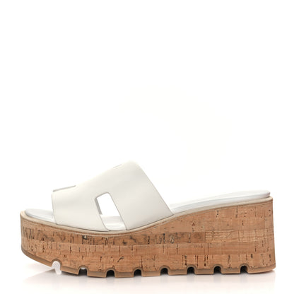 Hermes Calfskin Cork Eze 30 Sandals 40 White 1 of 9