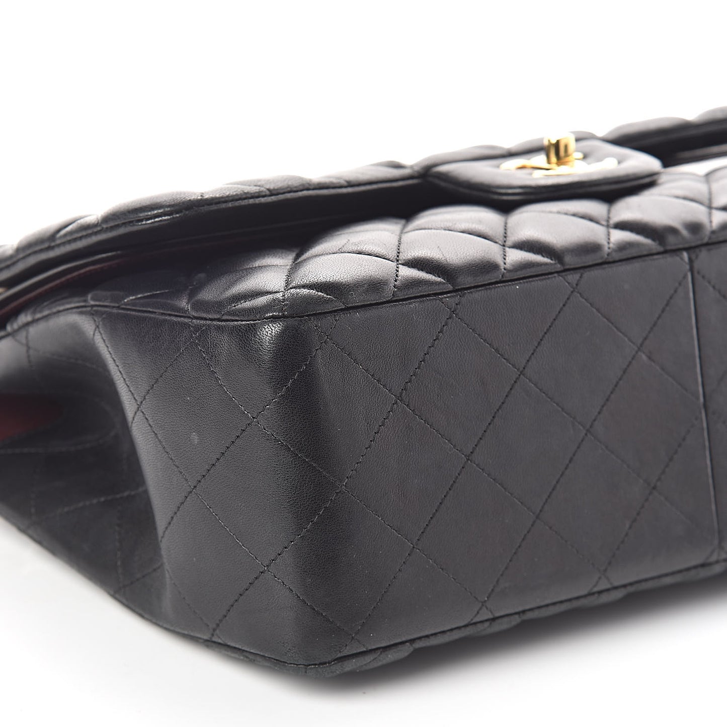 Lambskin Quilted Jumbo Double Flap Black