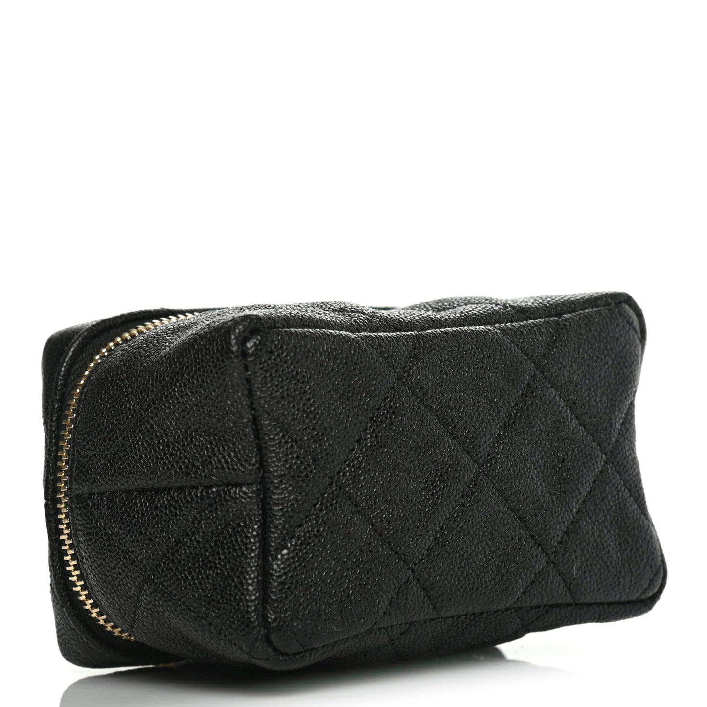 Caviar Quilted Mini Top Handle Vanity With Chain Black