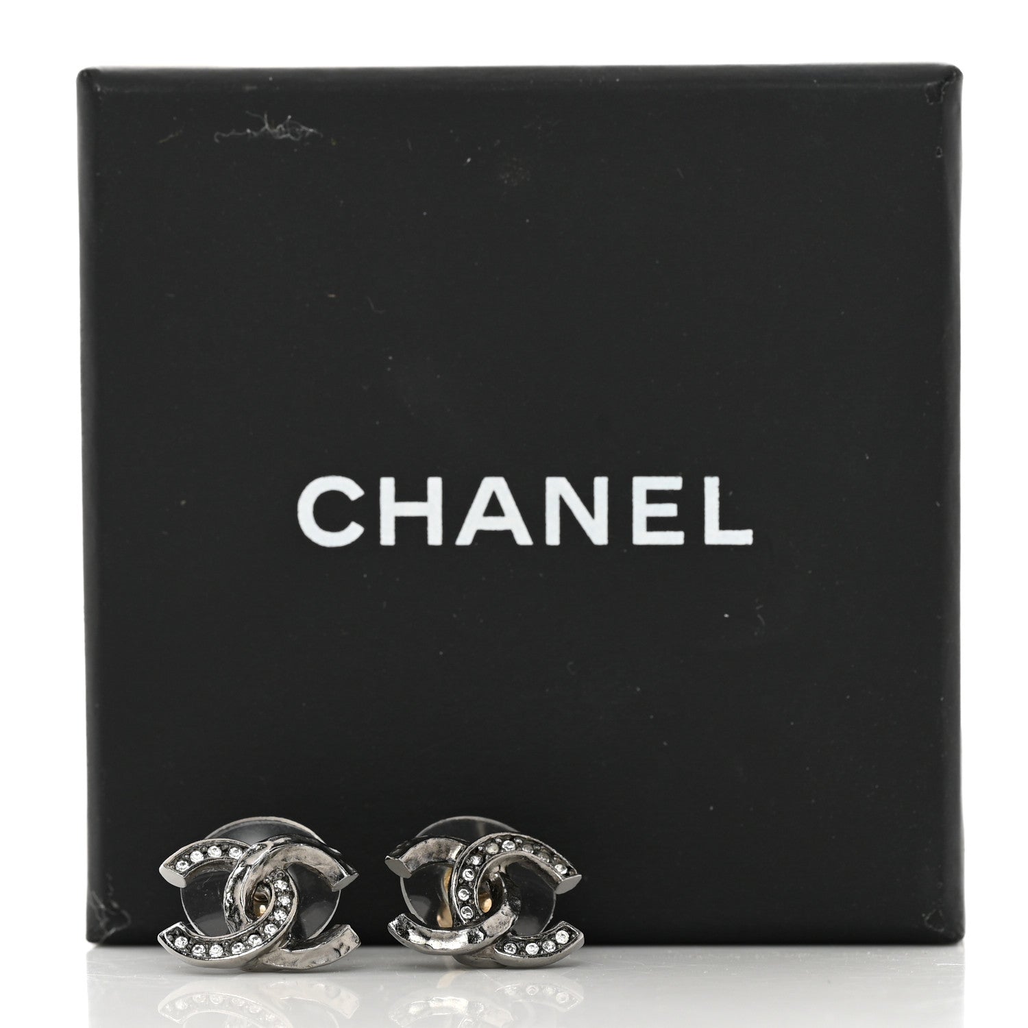 Chanel Ruthenium Crystal CC Earrings 5 of 5