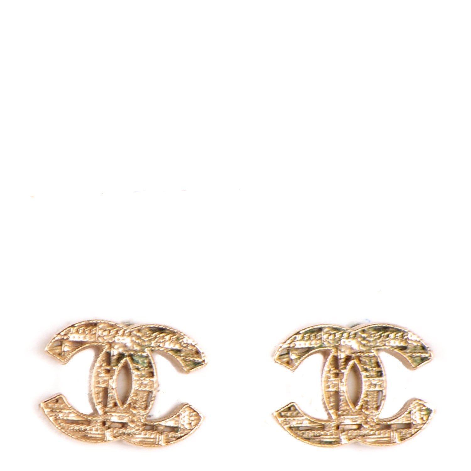 Chanel Tweed Effect CC Earrings Gold 1 of 3