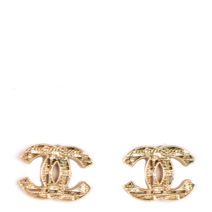 Chanel Tweed Effect CC Earrings Gold 1 of 3