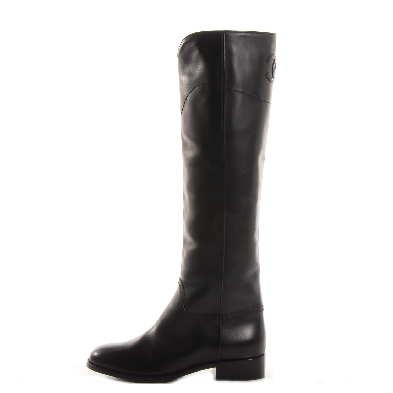 Chanel Leather Ascot Riding Boots Black 39 1 of 8