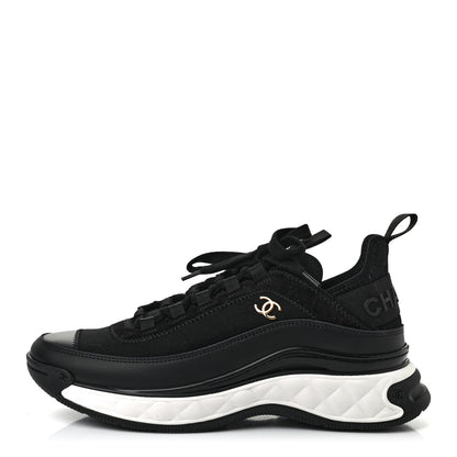 Chanel Velvet Calfskin Mixed Fibers CC Sneakers 39 Black 1 of 7