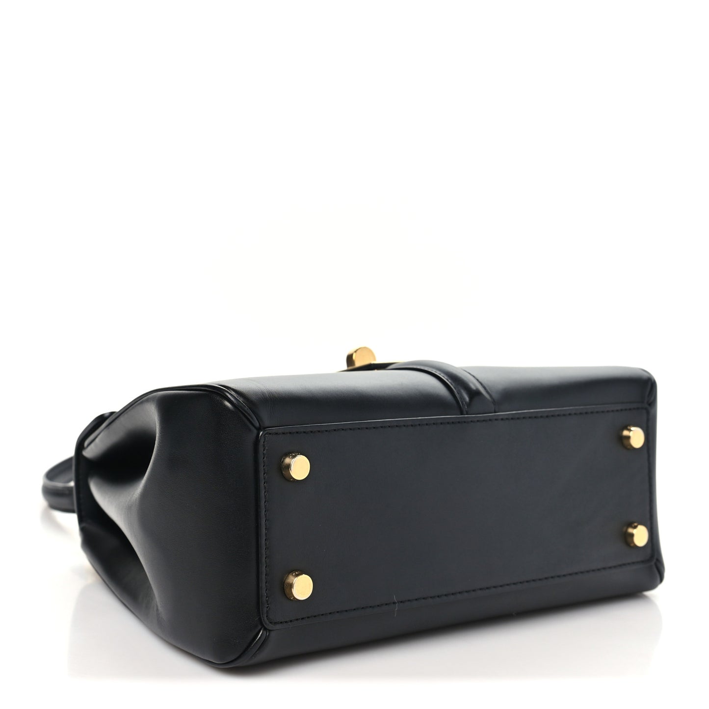 Satinated Calfskin Small 16 Top Handle Bag Black