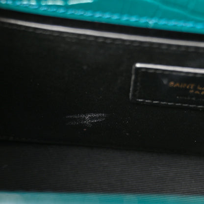 Saint Laurent Calfskin Crocodile Embossed Small Classic Monogram Kate Tassel Satchel Dark Green 10 of 10