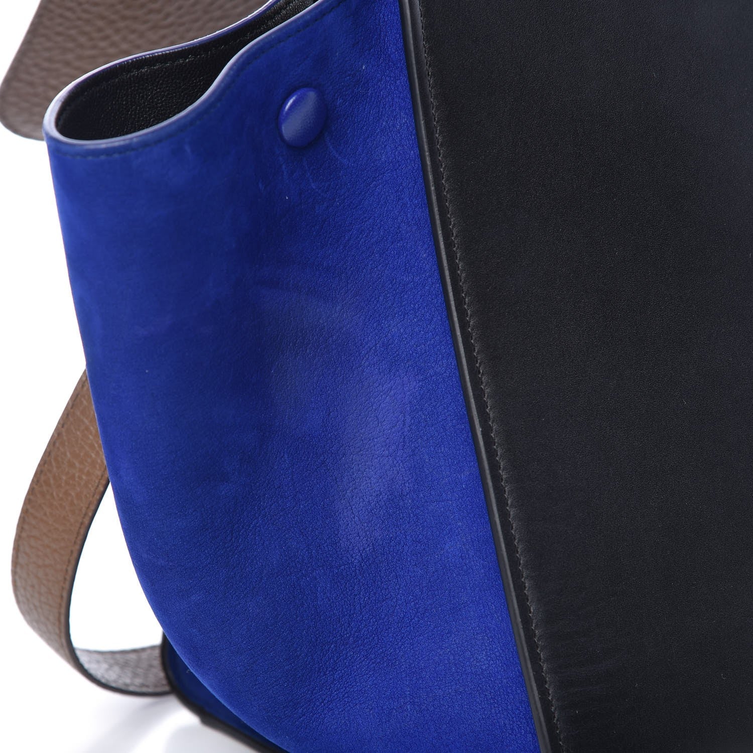 Celine Bullhide Calfskin Nubuck Medium Tri-color Trapeze Coffee 8 of 12