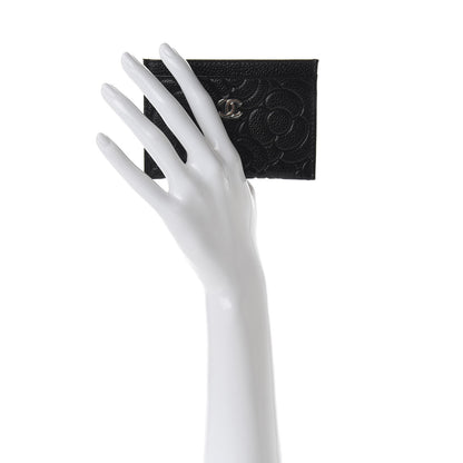 Chanel Caviar Camellia Embossed Card Holder Black 2 of 9