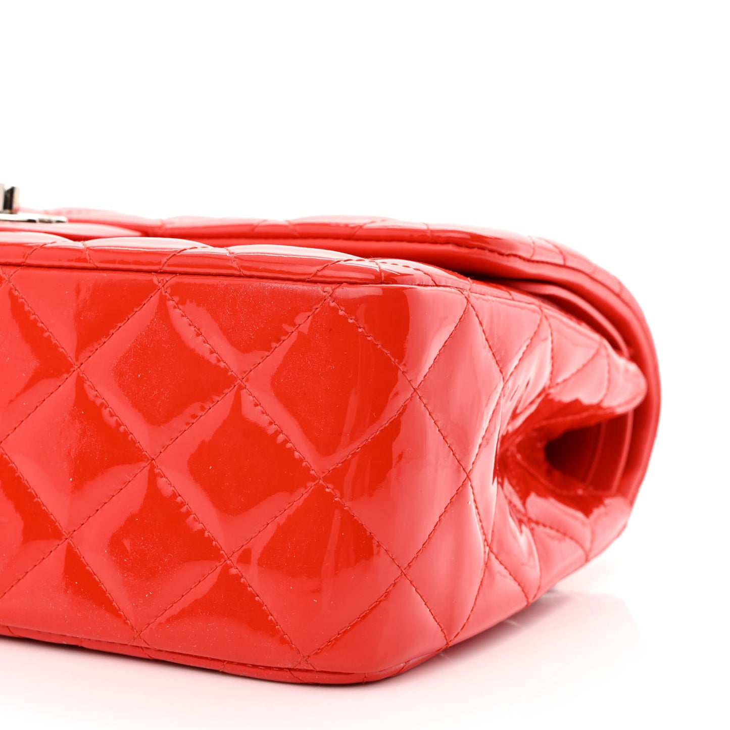 Patent Calfskin Quilted Jumbo Double Flap Red