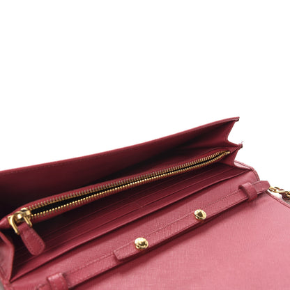 Prada Saffiano Metal Oro Chain Wallet Peonia 5 of 10