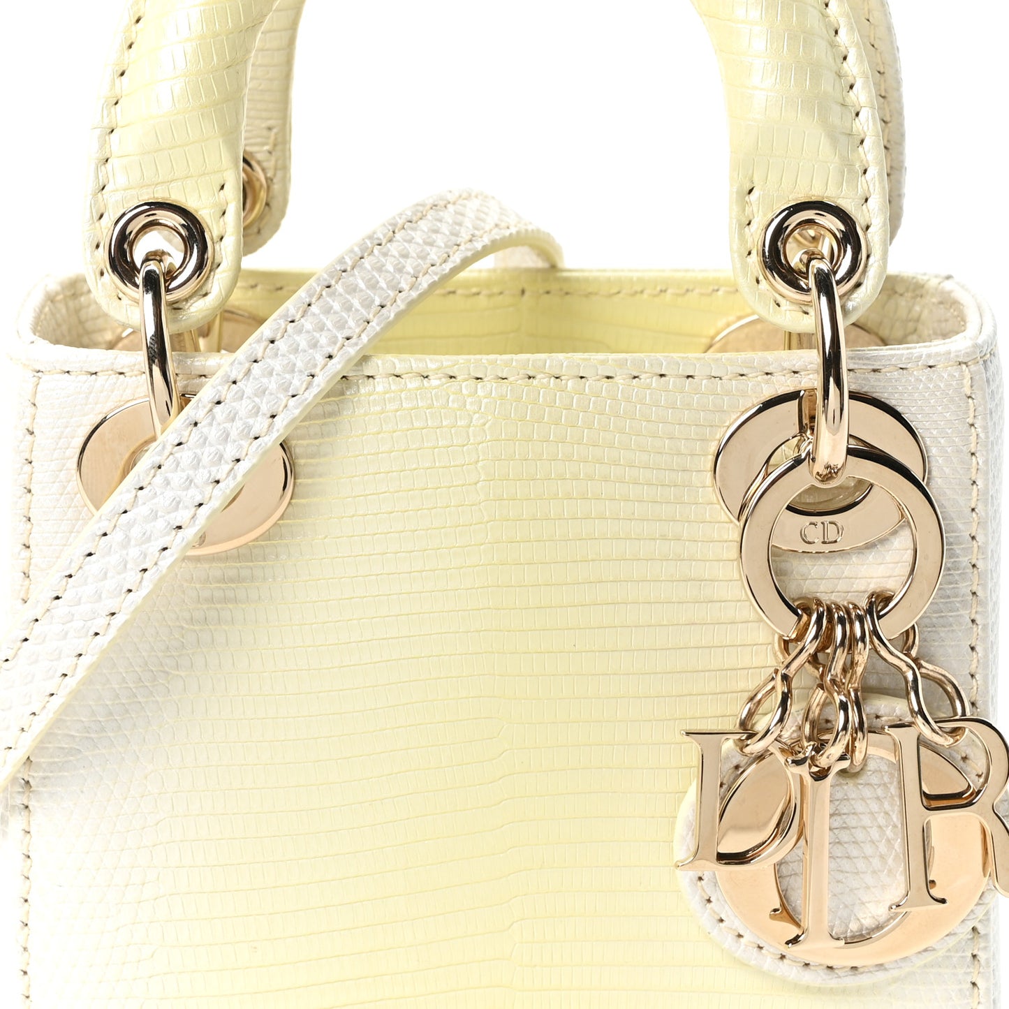 Lizard Micro Lady Dior Yellow Multicolor