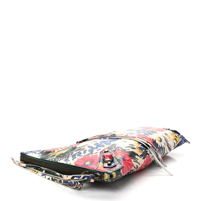 Balenciaga Agneau Classic Hardware Fleurs Small Pouch Beige Red Green 4 of 9