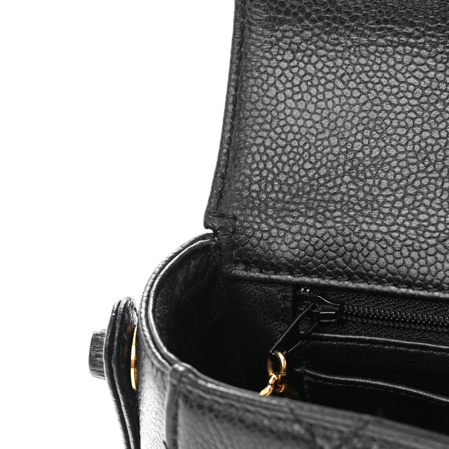 Caviar Quilted Flap Shoulder Bag Black Black