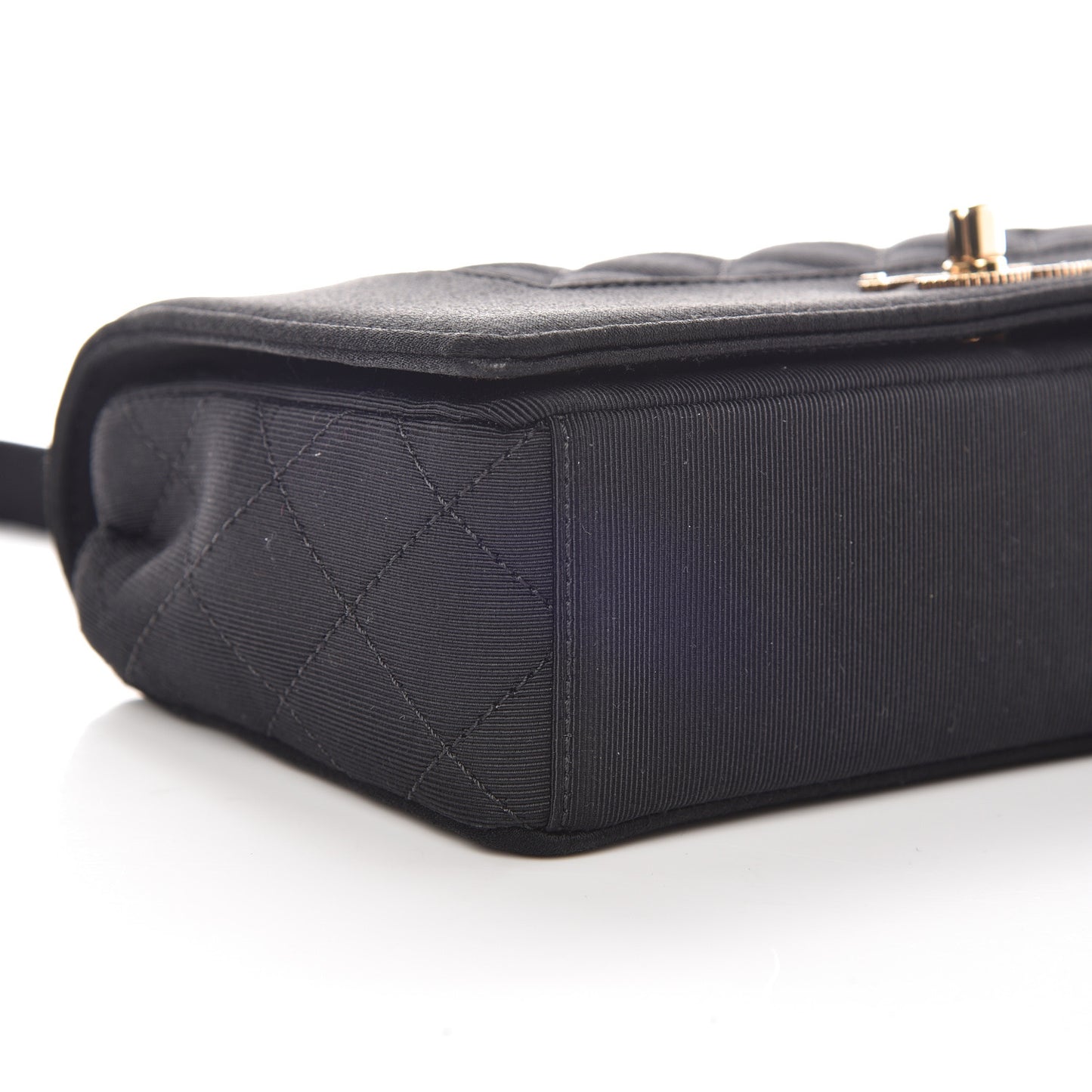 Grosgrain Satin Quilted Small Vintage Mademoiselle Flap Black