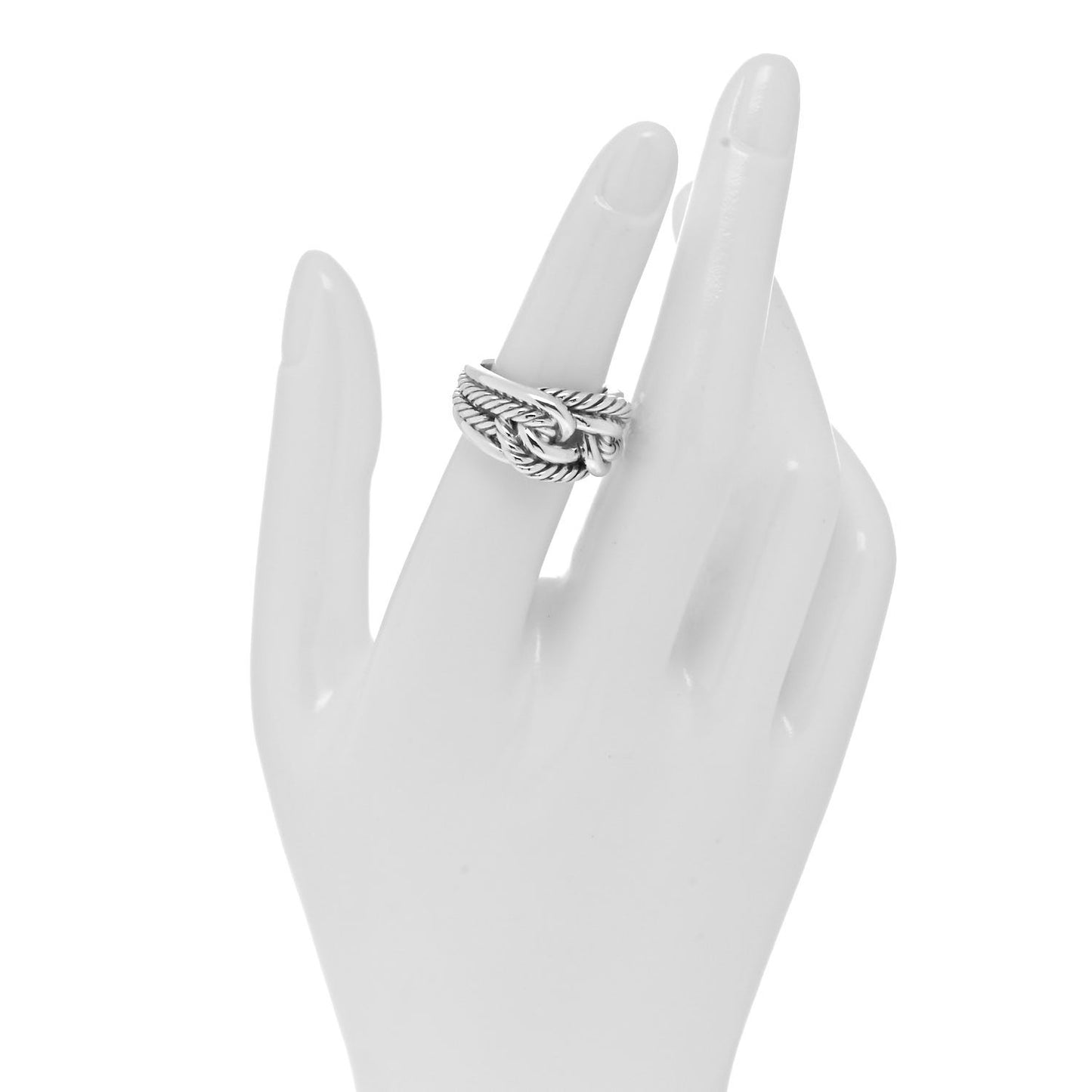 Sterling Silver Woven Cable Ring 52 6