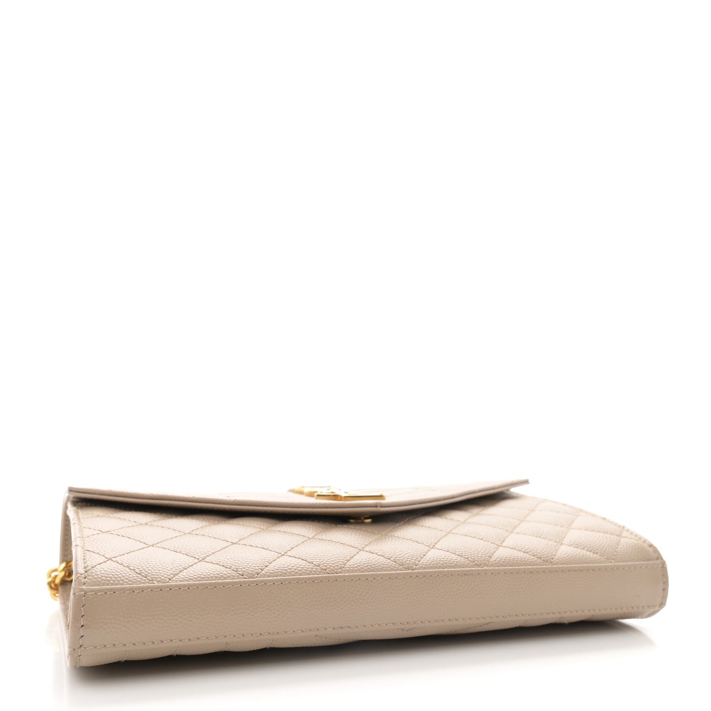 Grain De Poudre Mixed Matelasse Triquilt Monogram Chain Wallet Dark Beige