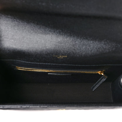 Saint Laurent Grain De Poudre Textured Mixed Matelasse Large Triquilt Monogram Satchel Black 5 of 8