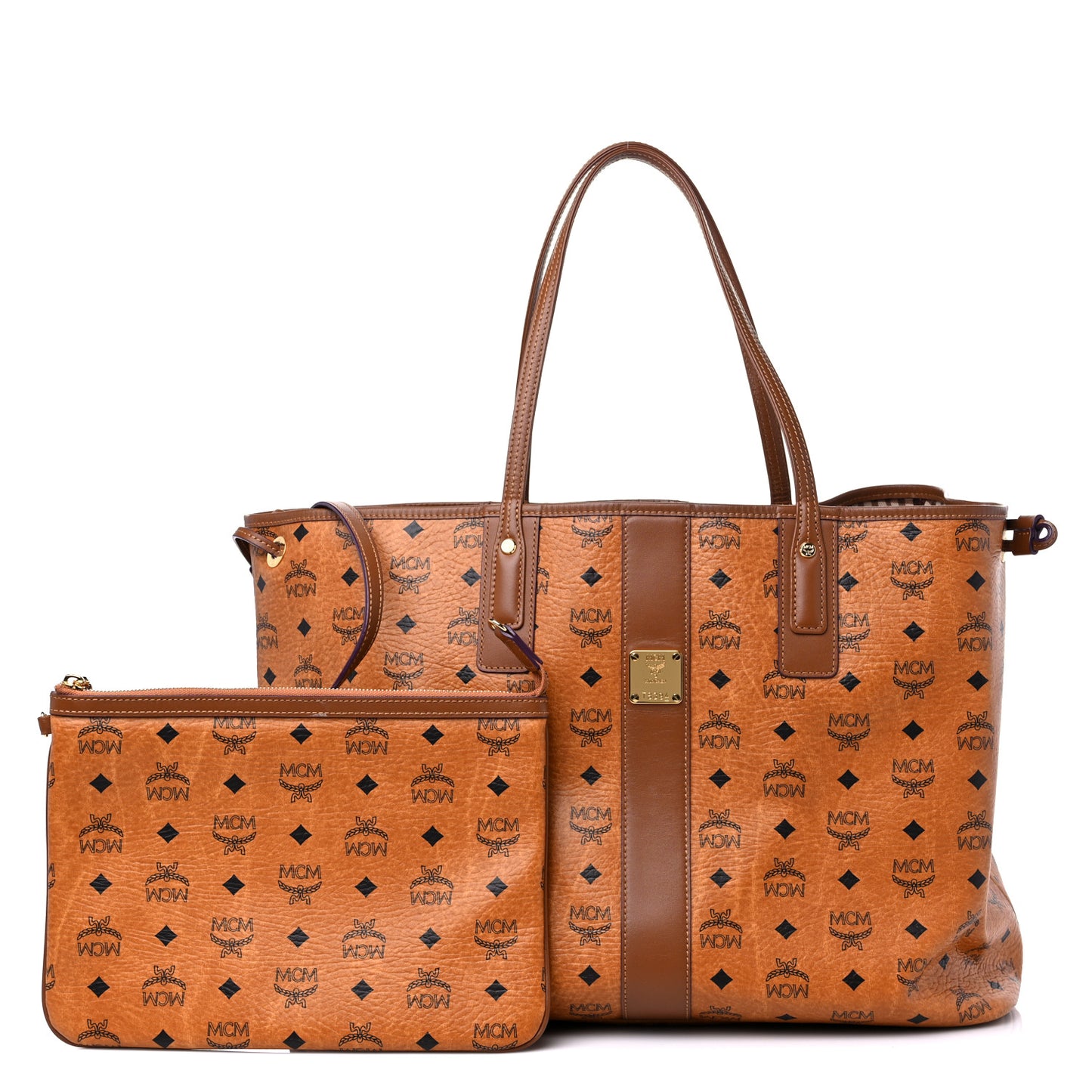 Visetos Large Liz Reversible Shopper Tote Cognac