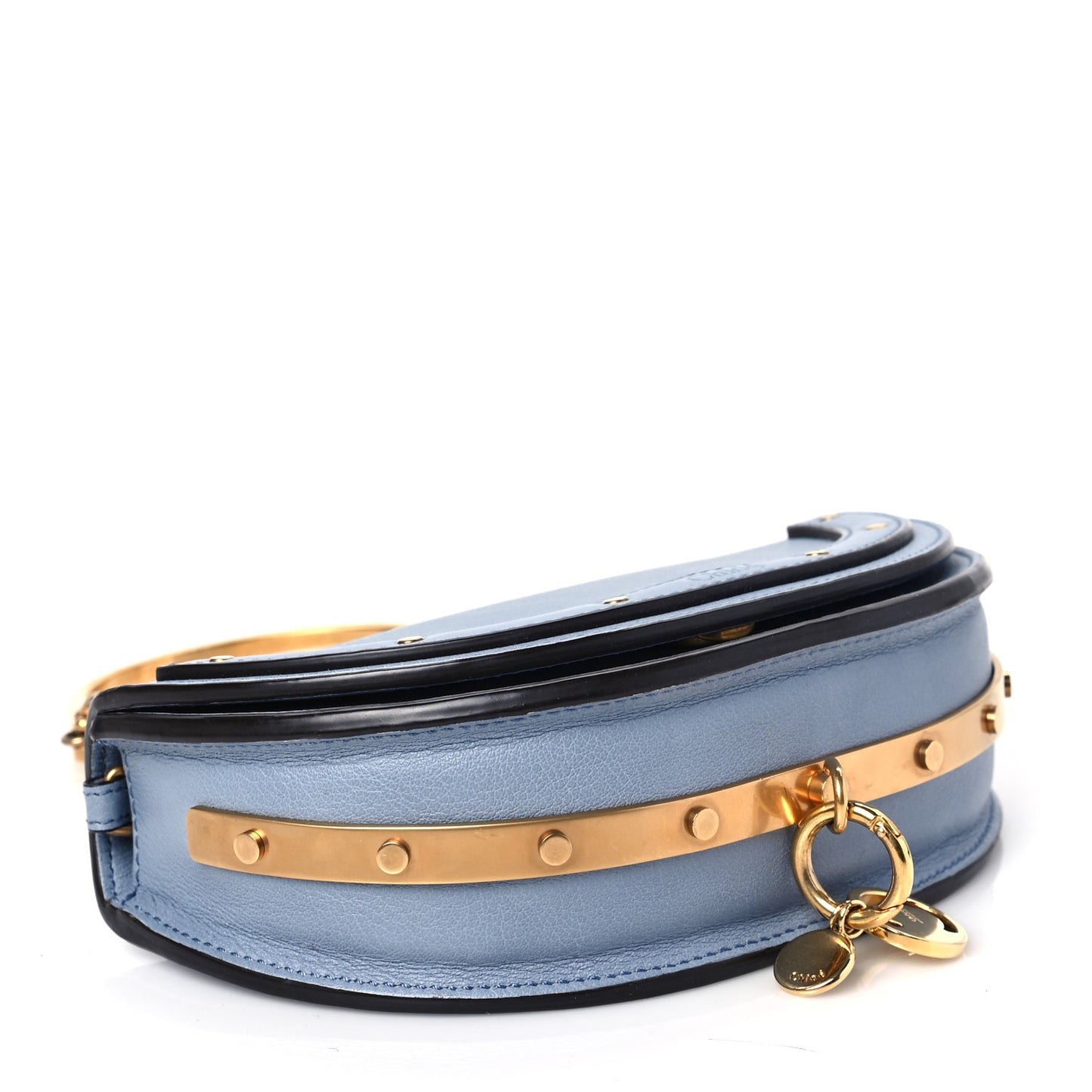 Calfskin Small Nile Bracelet Minaudiere Bag Washed Blue